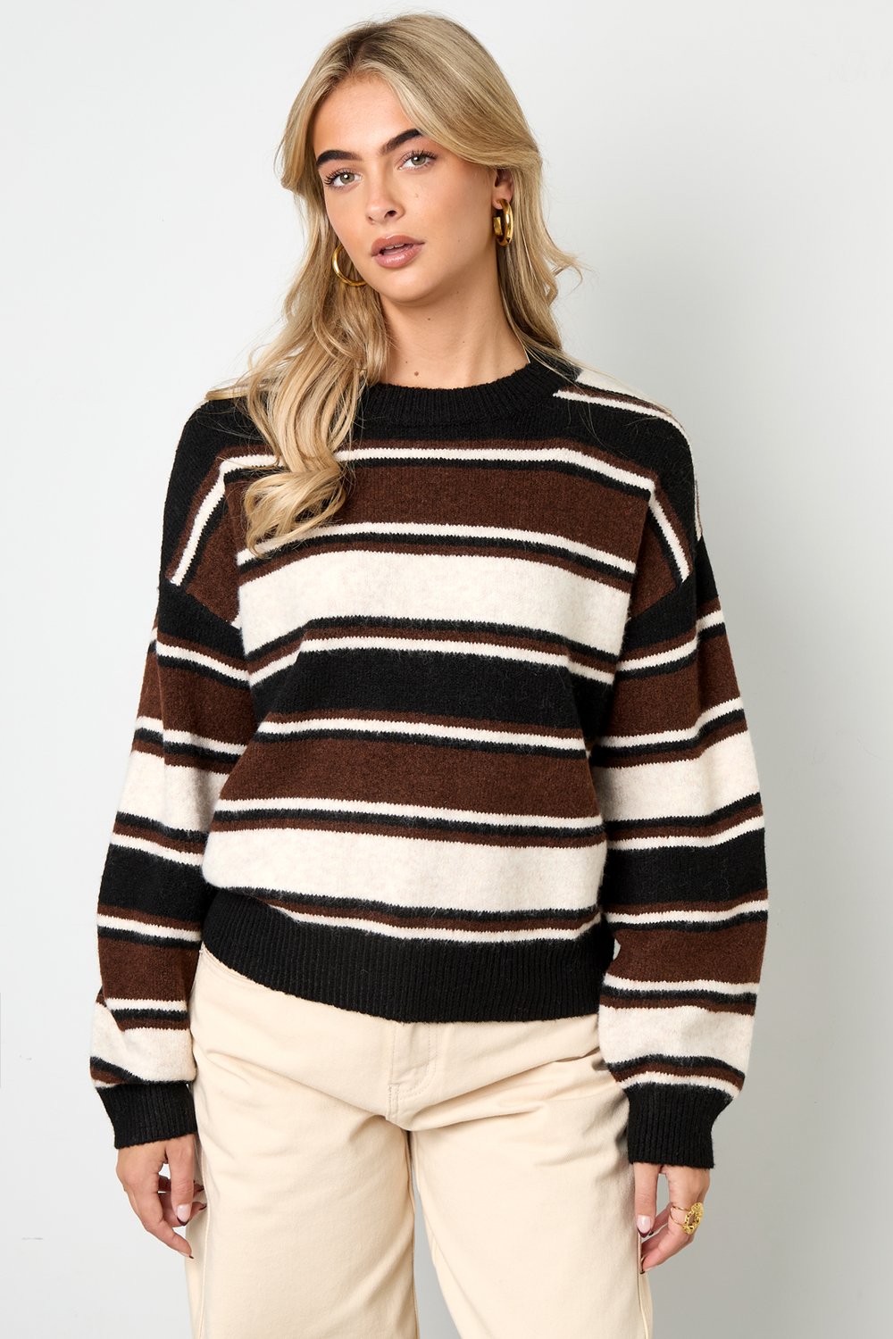 Polyester fiber (polyester) Knit sweaters Stripes Casual Fall/Winter  Clothes h5Picture10